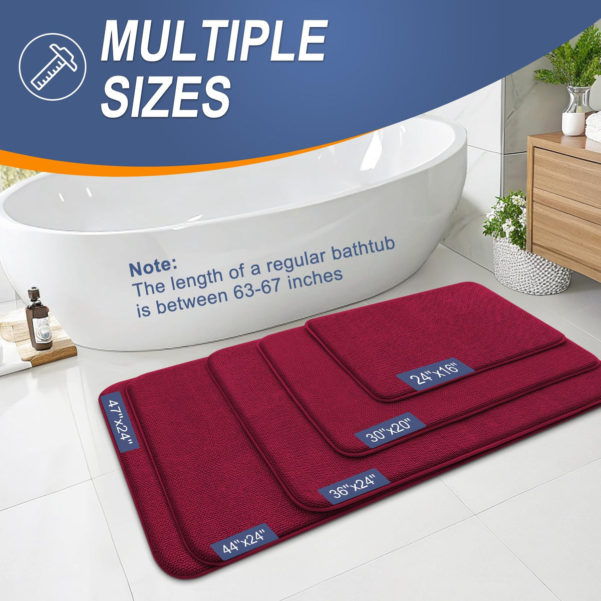 Memory Foam Small Bathroom Rugs 24x16