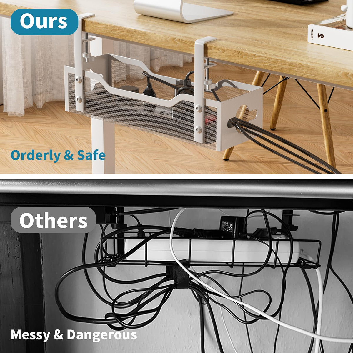 Under Desk Cable Management Tray White