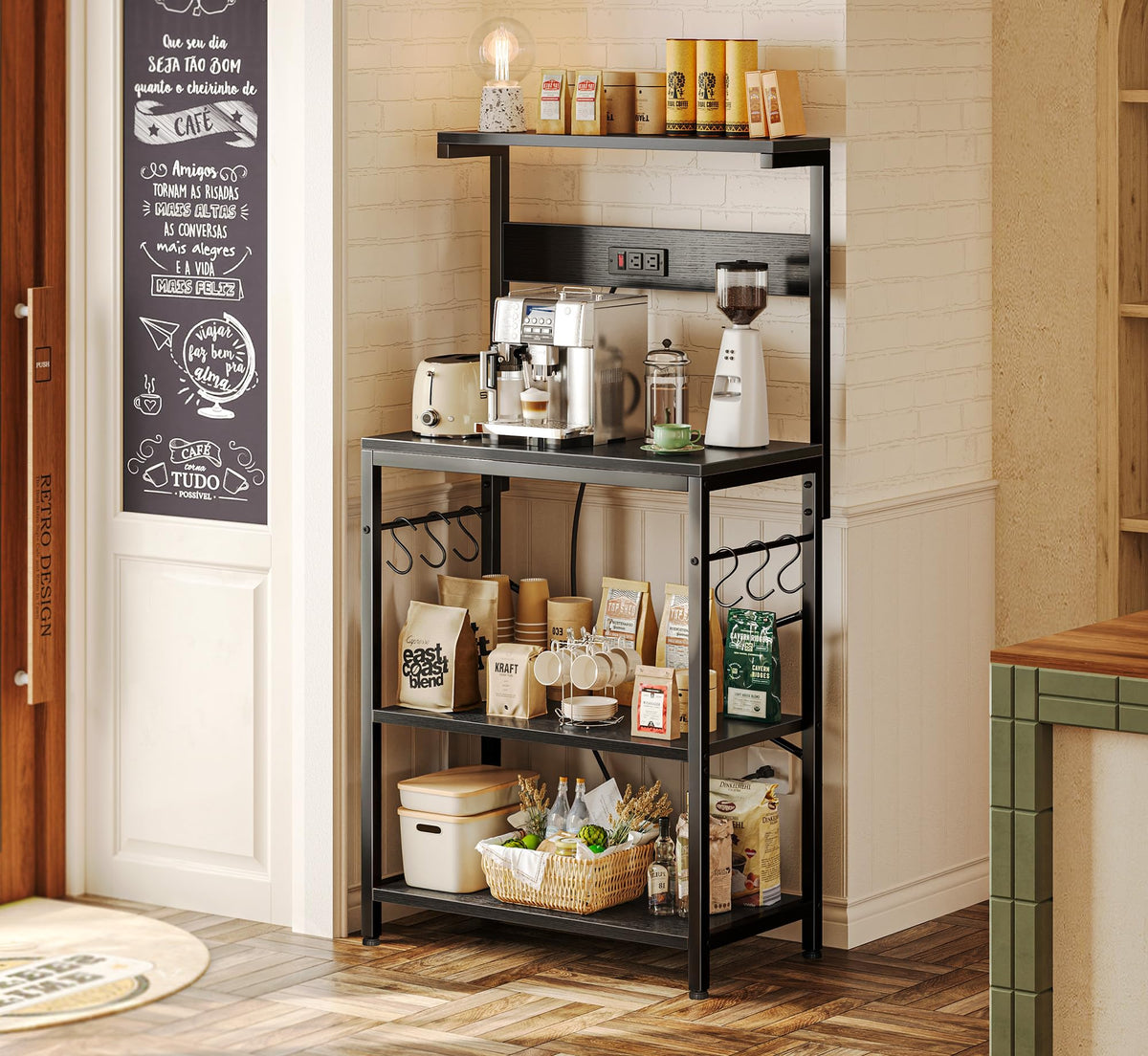 Kitchen Bakers Rack with Power Outlet