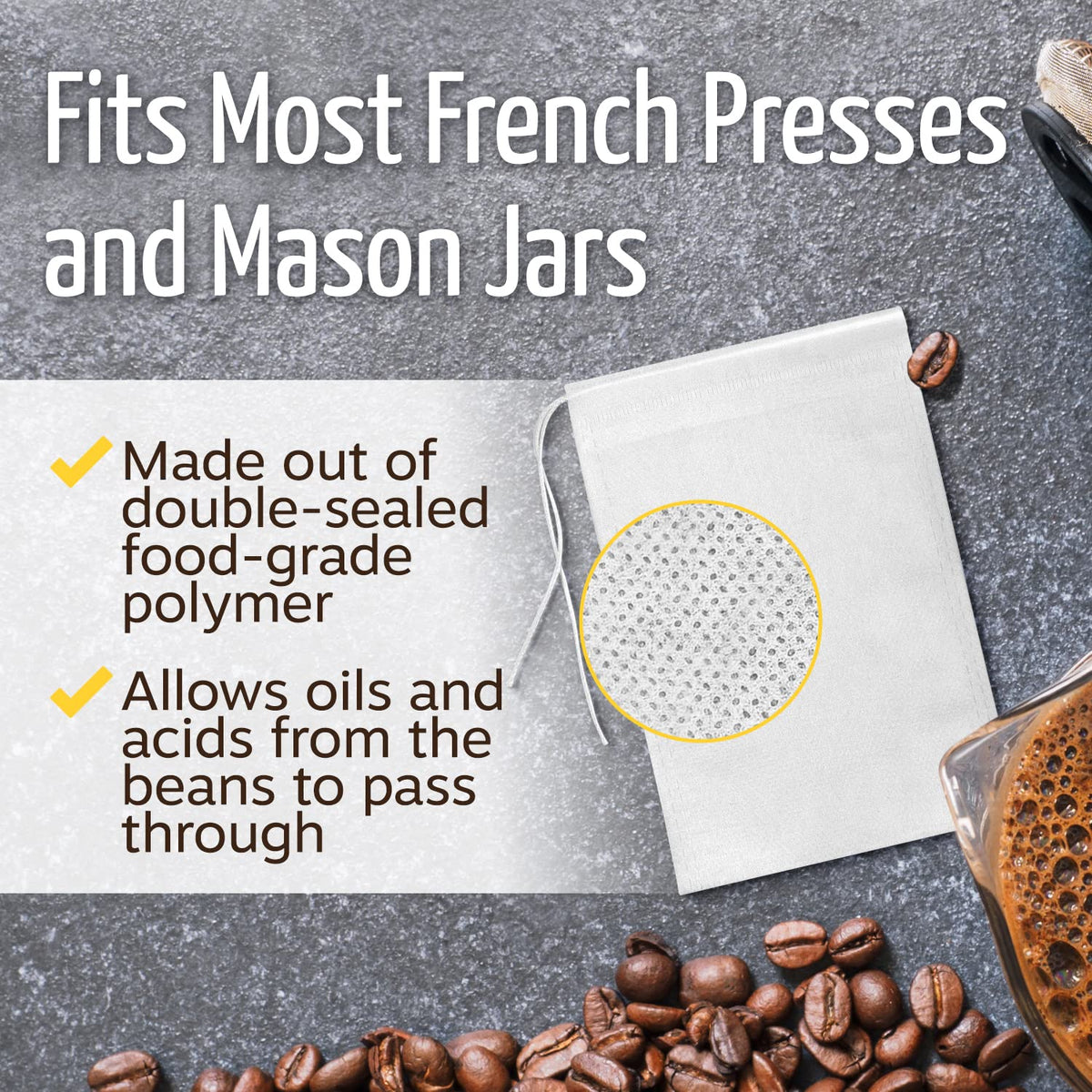 Non Woven French Press Filter Bags 200 (200 Count)
