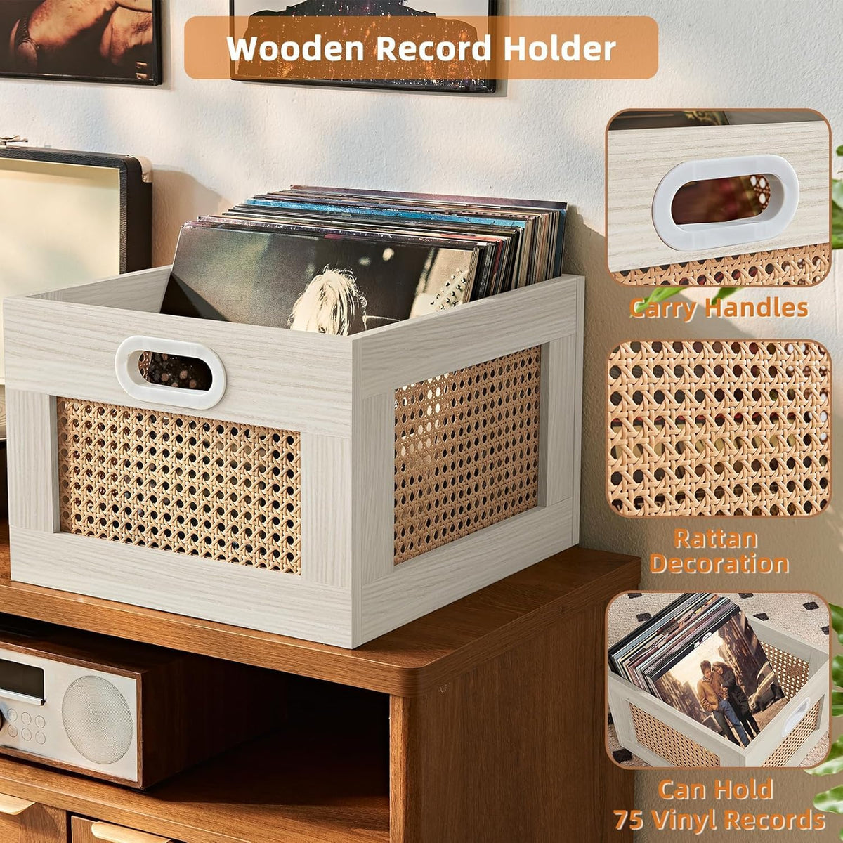 2 Pack Vinyl Record Storage Crates (2 Count)