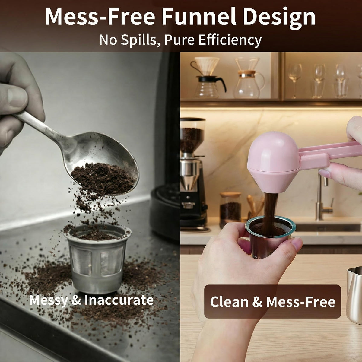 2 Pcs Coffee Scoop with Funnel for Reusable K Cup