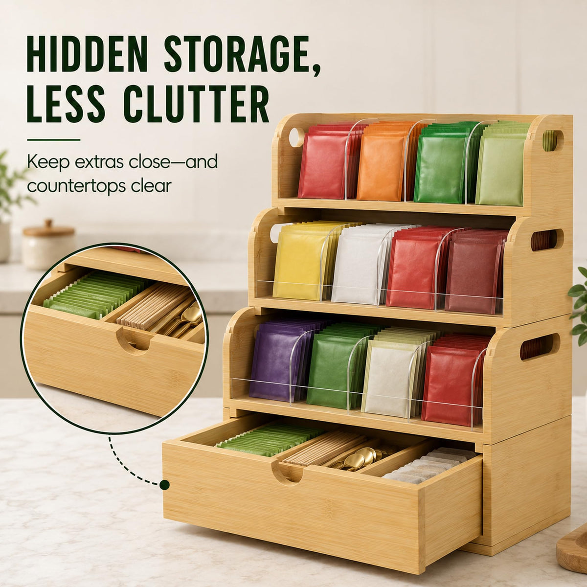 Bamboo Tea Bag Organizer