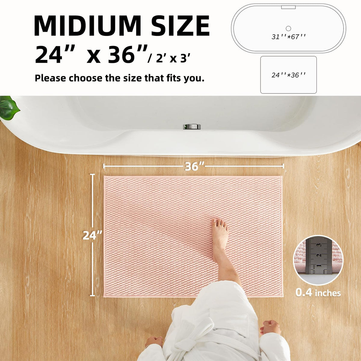 Bathroom Rugs Non Slip Washable (6 Sq Ft)