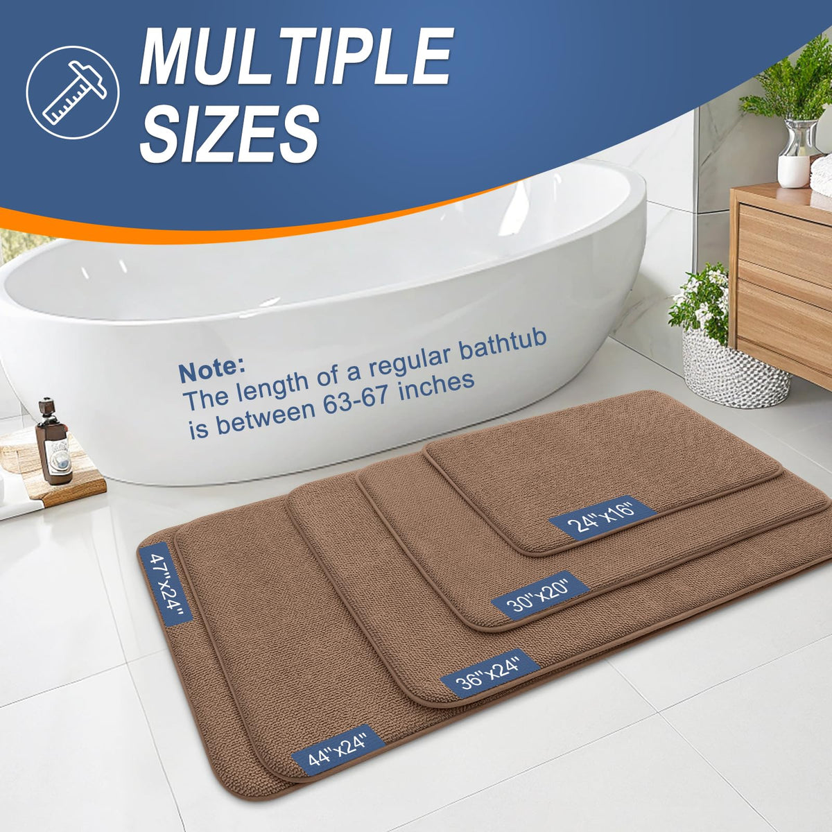 Thick Memory Foam Bathroom Rugs 30x20 (4.1667 Sq Ft)