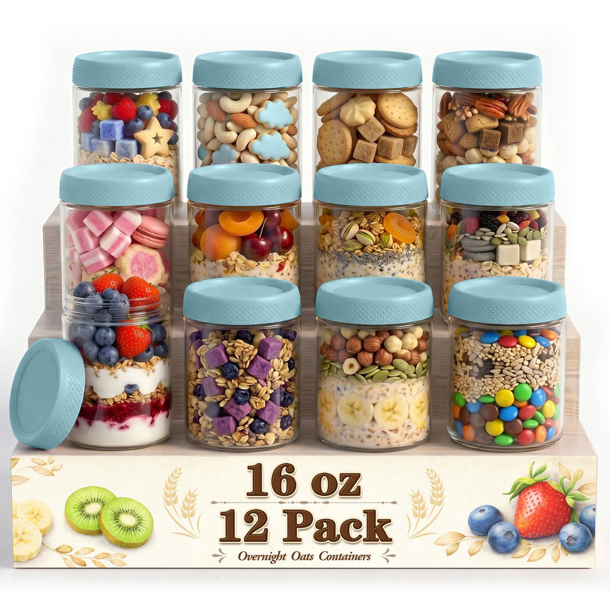 Mason Jars 16oz with Lids (12 Count)