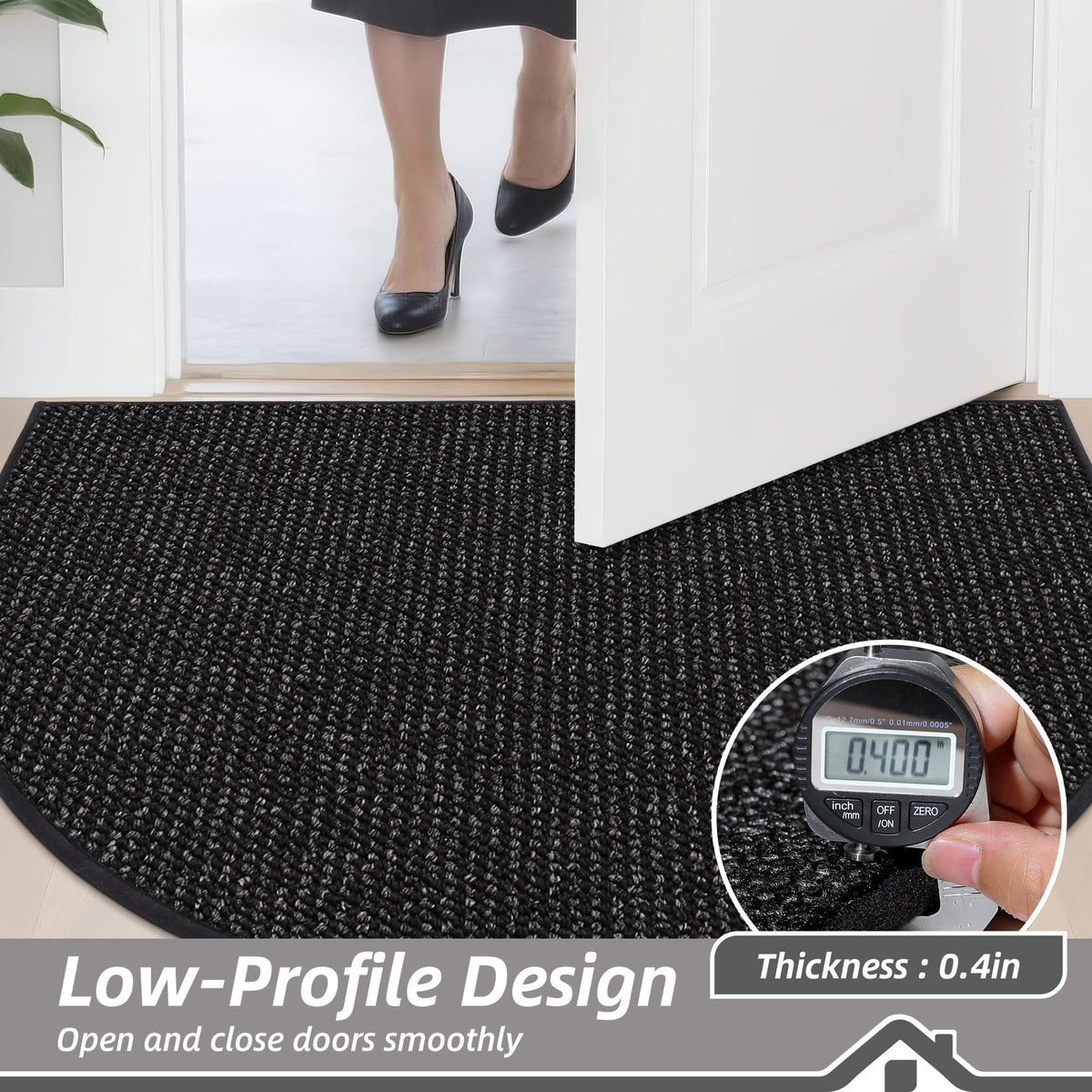 Dirt Trapper Door Mat 26" x 40" Half Circle Non Slip Rugs