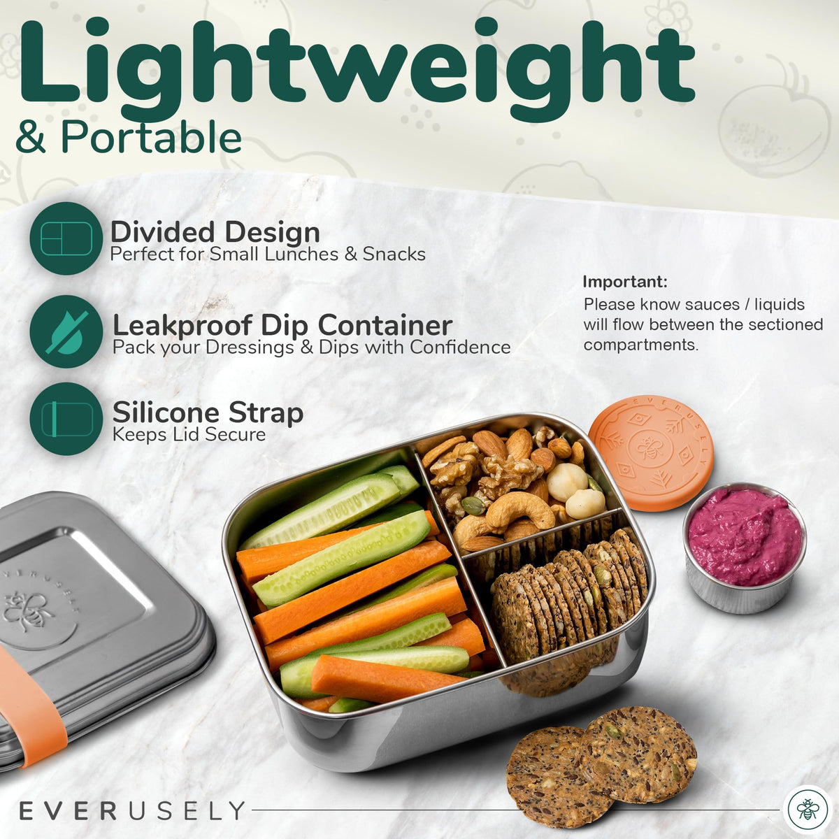 Stainless Steel Bento Box + Condiment Container