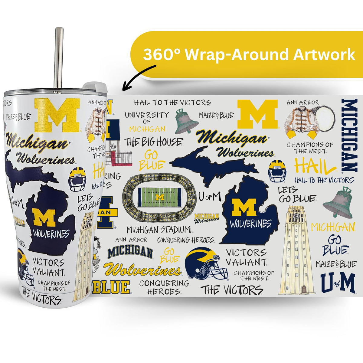 University of Michigan 30oz Stainless Steel 3D Icon Tumbler