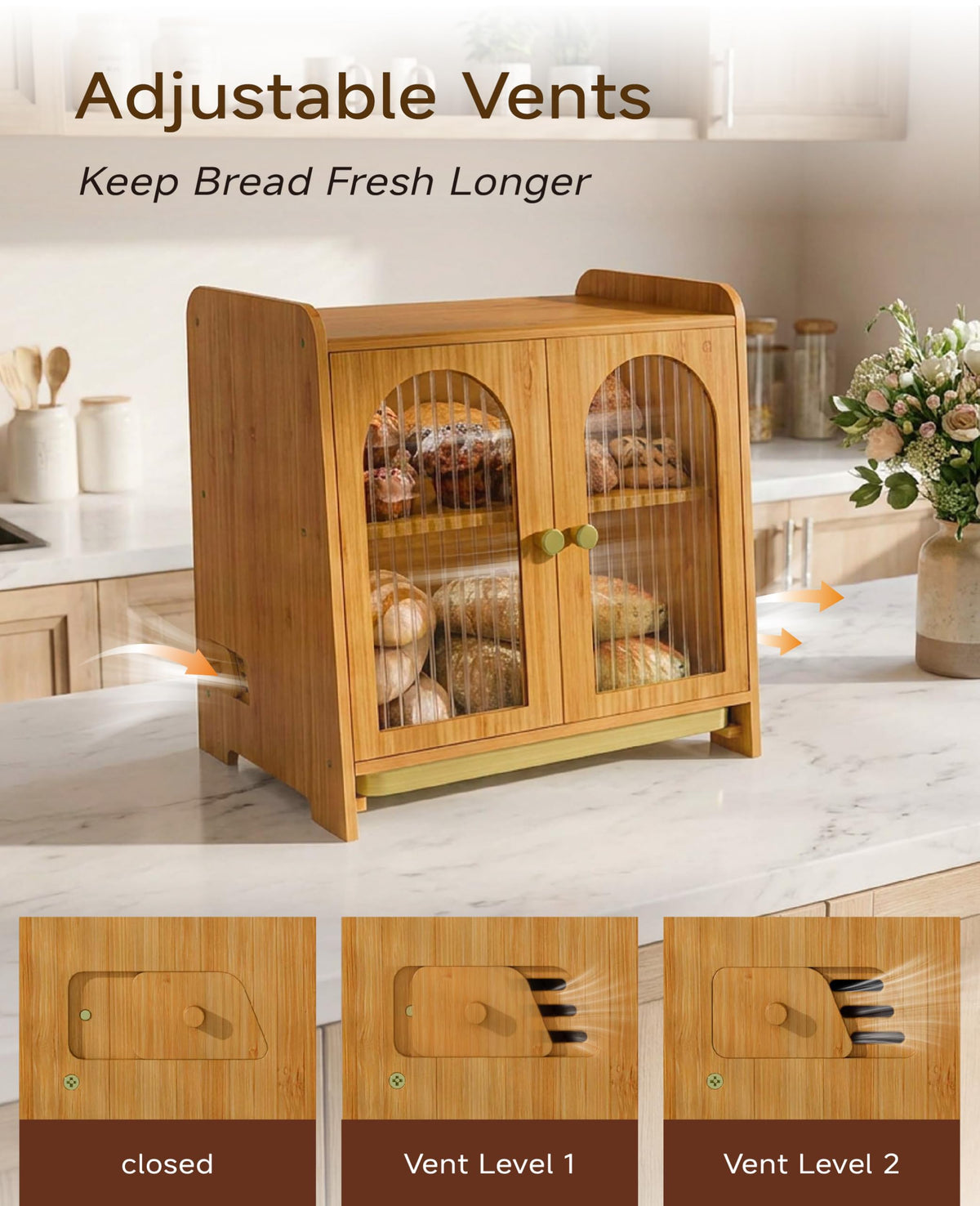 Bread Box for Kitchen Countertop