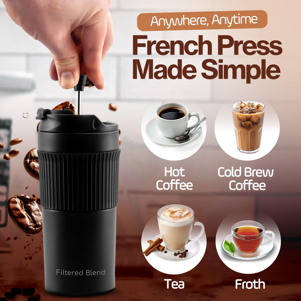 15oz Stainless Steel Travel French Press