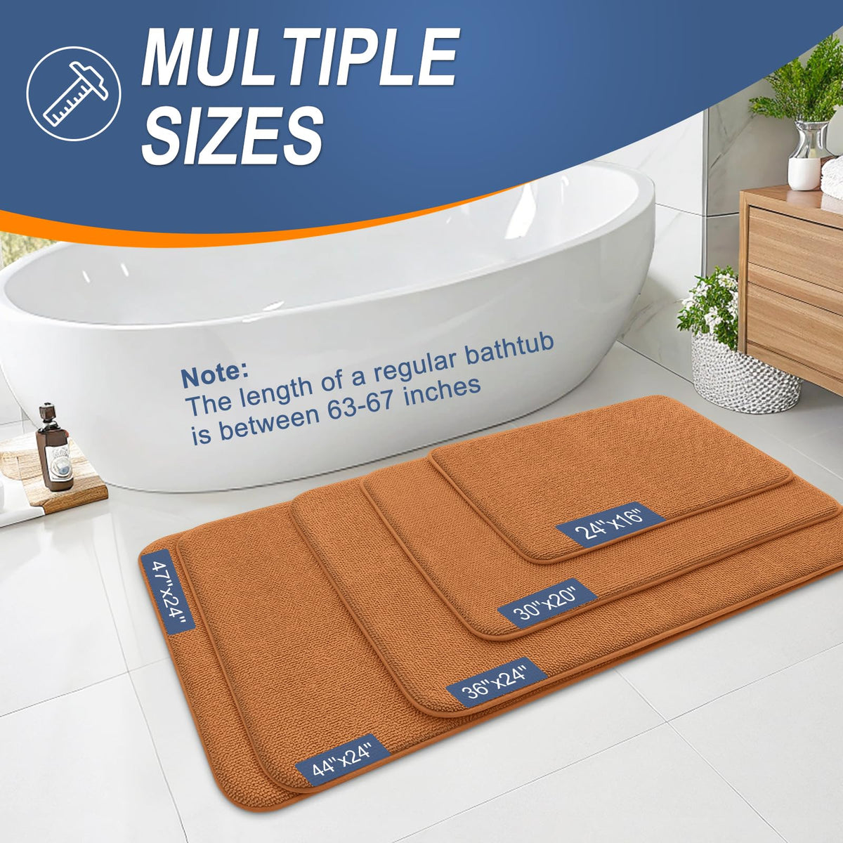 Memory Foam Bathroom Runner Rug 44x24