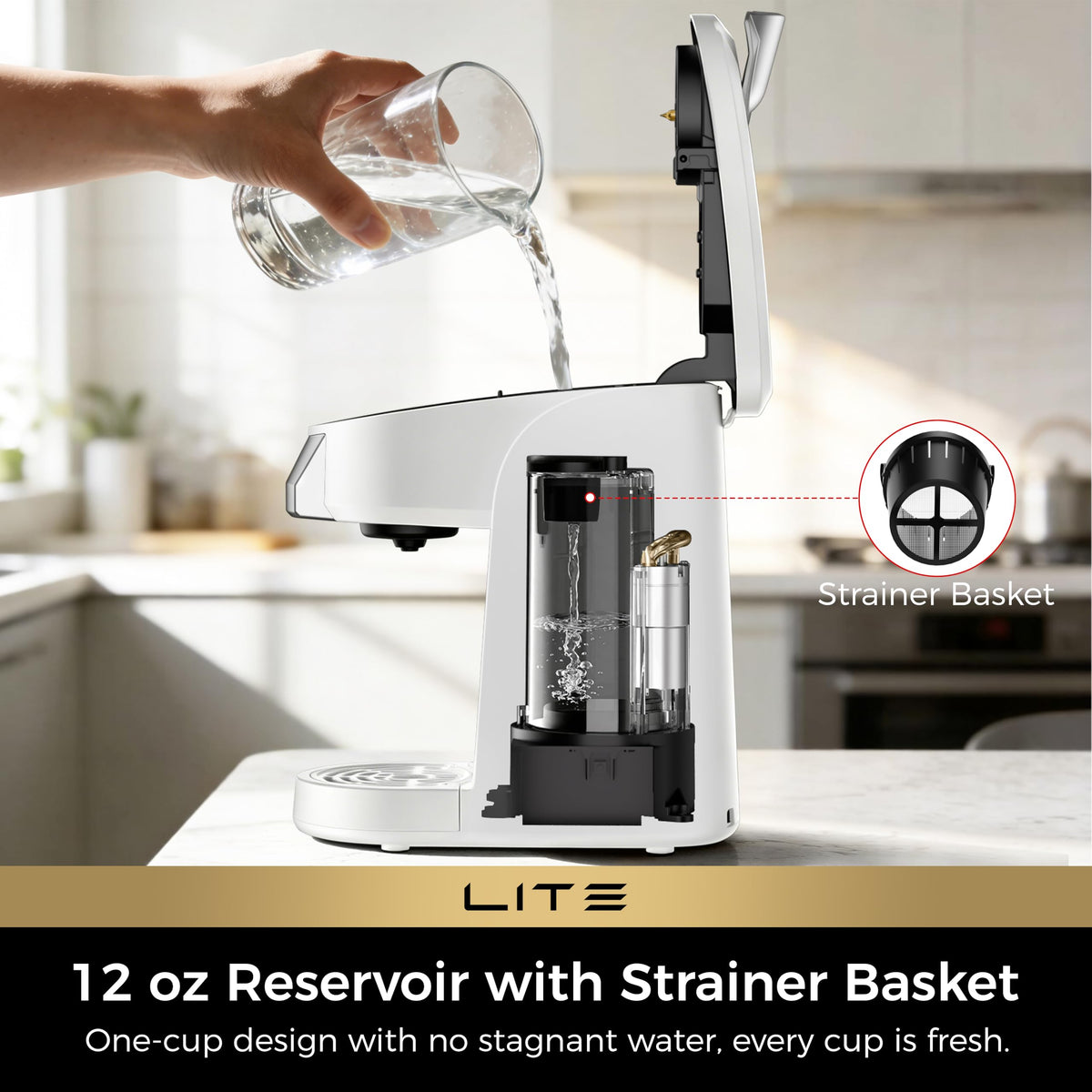 Lite Single Serve Coffee Maker for K Cup with One Touch Brew