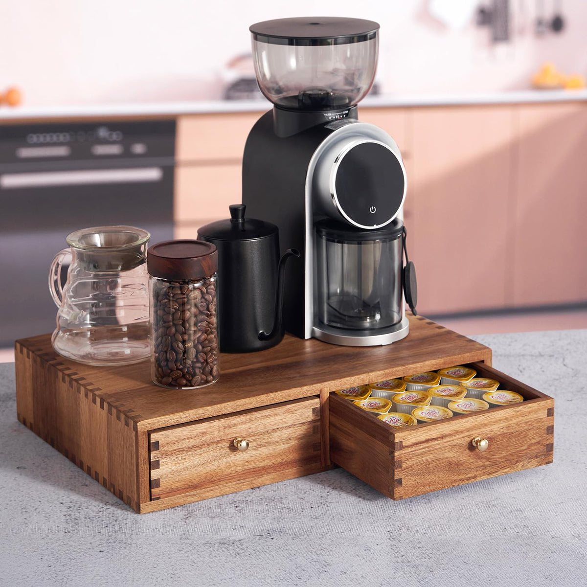 Acacia Wood K Cup Organizer Drawer