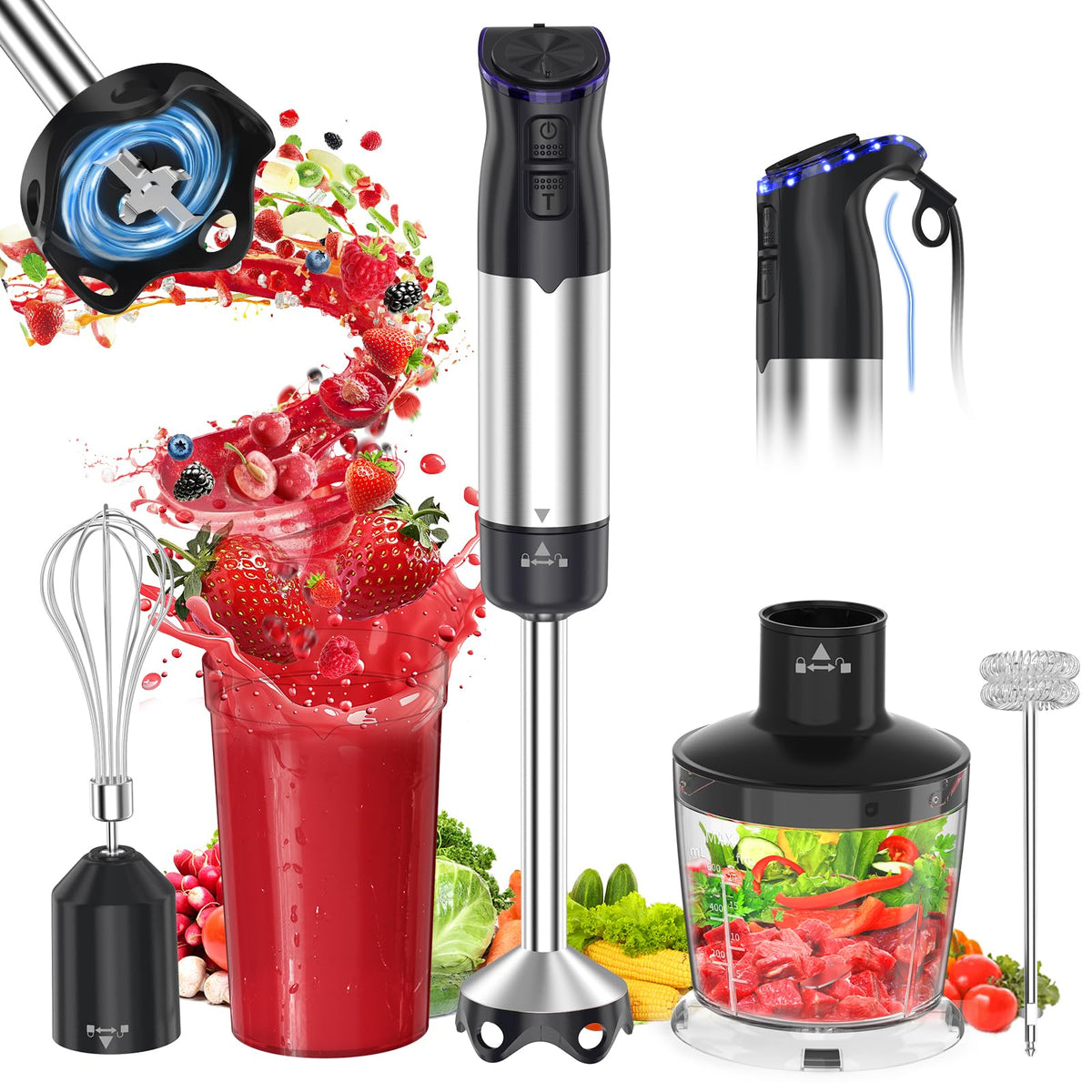 Electric Immersion Blender Handheld 1200W