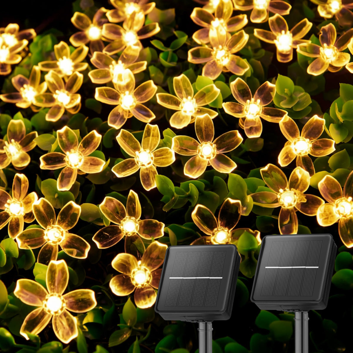 2 Pack Total 52FT 120 LED Solar String Lights Flower Outdoor Waterproof Fairy Lights for Garden Yard Fence Patio Christmas Tree Wedding Party Decor (120 Count)