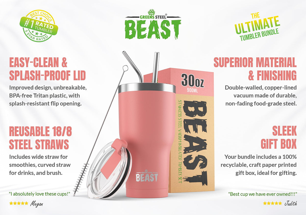 Beast 30 oz Tumbler Stainless Steel Vacuum Insulated Coffee Ice Cup Double Wall Travel Flask