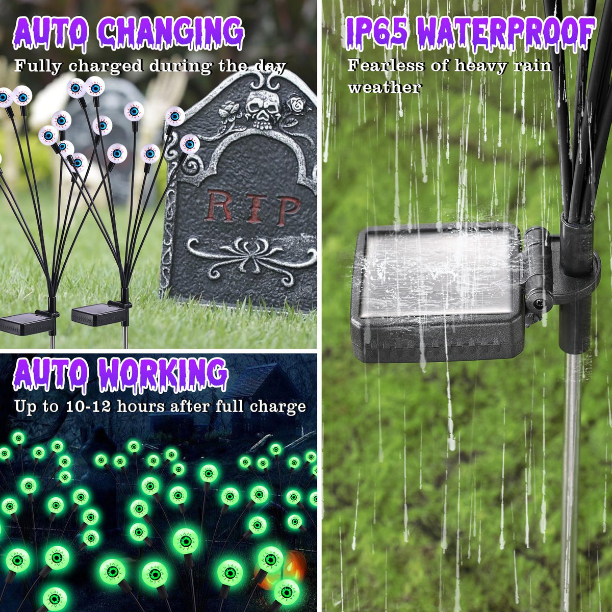 Halloween Decorations Outdoor Solar Scary Eyeball Lights (4 Count)