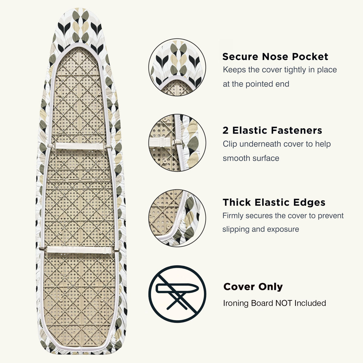 Ironing Board Cover and Pad 15"x54" Extra Thick Natural Cotton