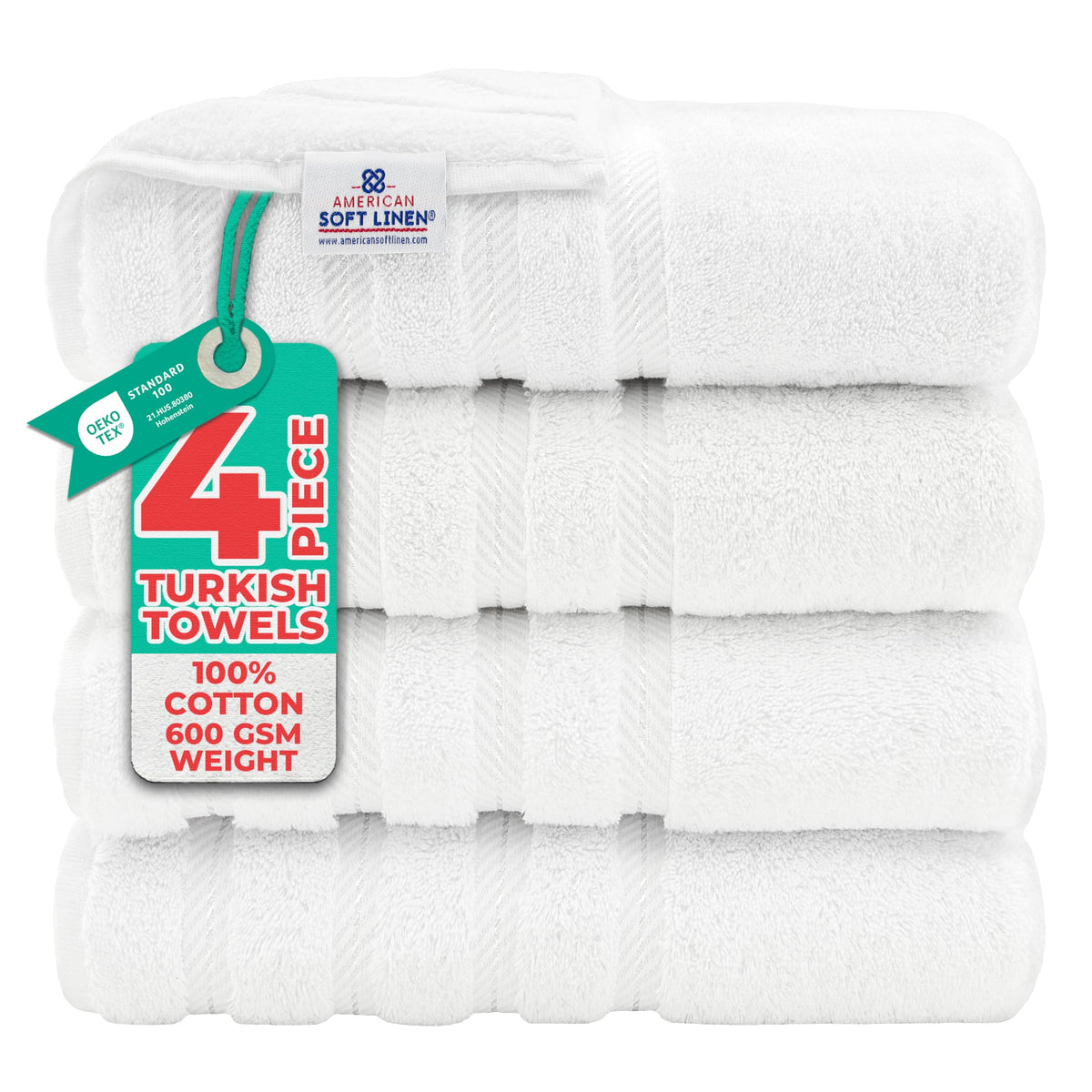 100% Cotton Luxury Turkish Towels (4 Count)