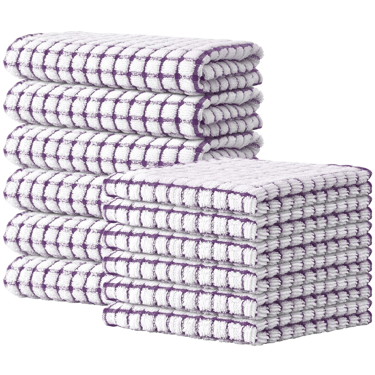 Cotton 12 Pack Kitchen Towels and Dishcloths Sets (12 Count)