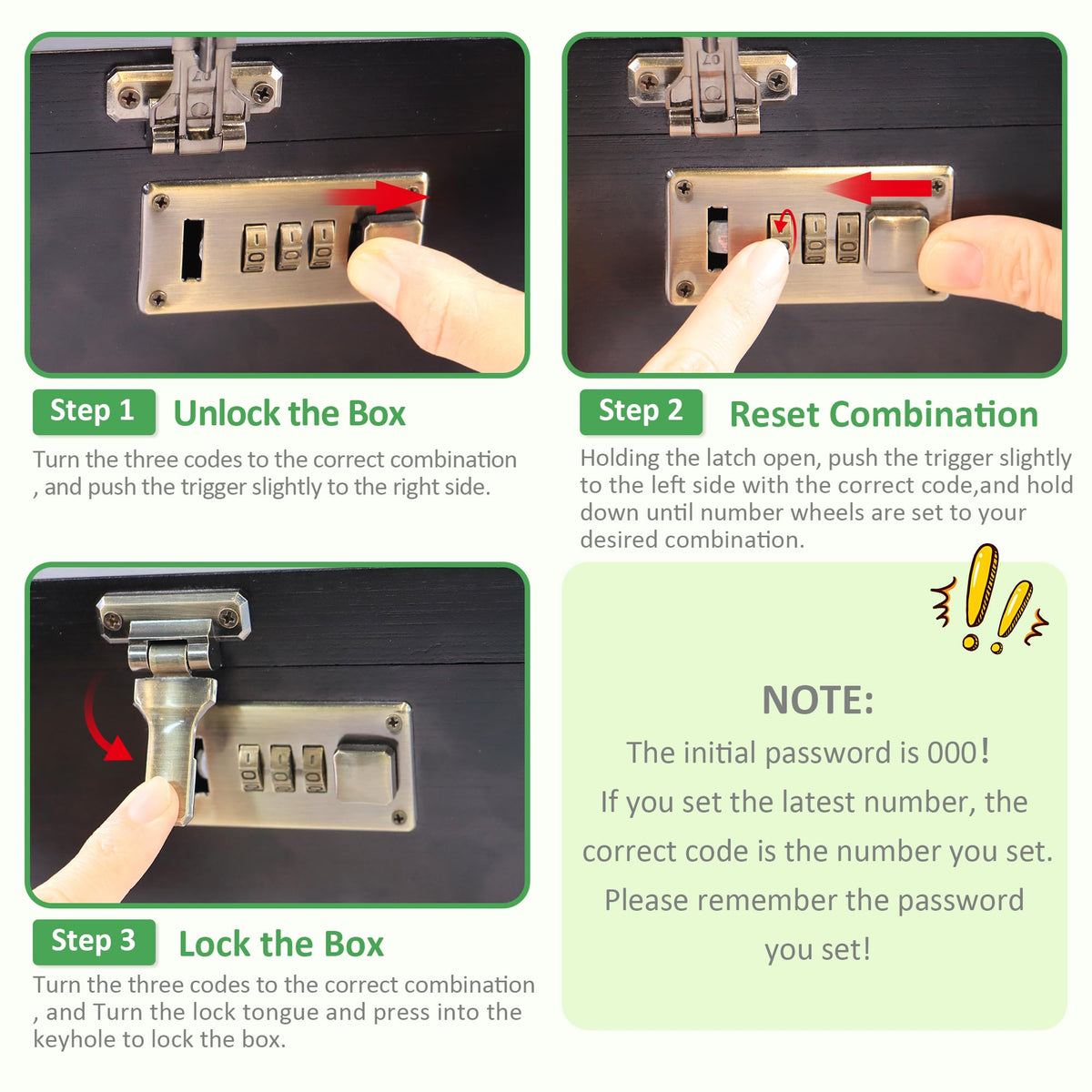 Bamboo Box with Combination Lock