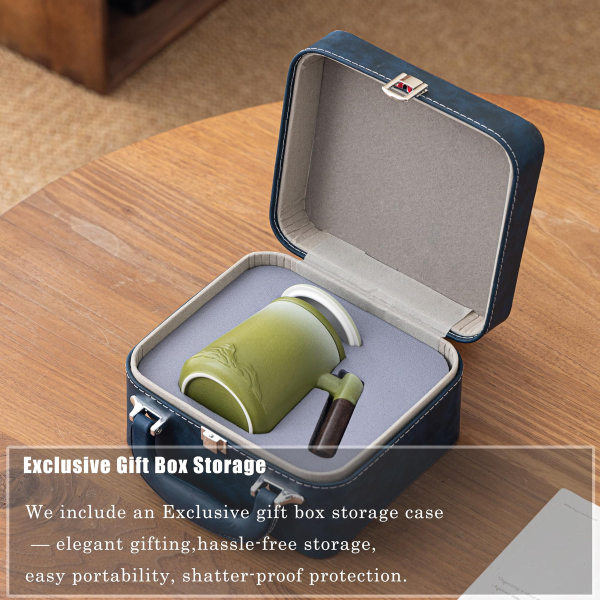 12oz Wood Handle Tea Mug with Infuser Lid