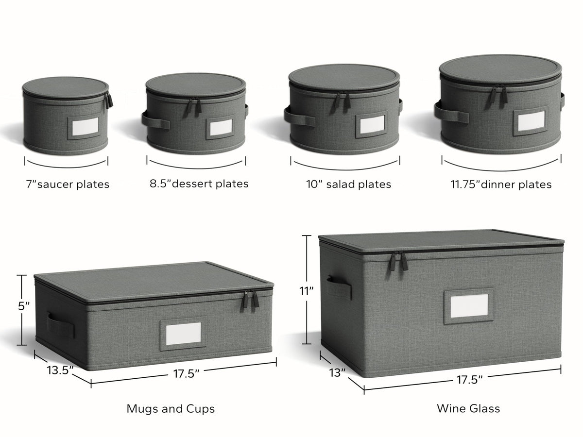 6 Piece Hard Shell China Storage Containers for Plates & Mugs (6 Count)