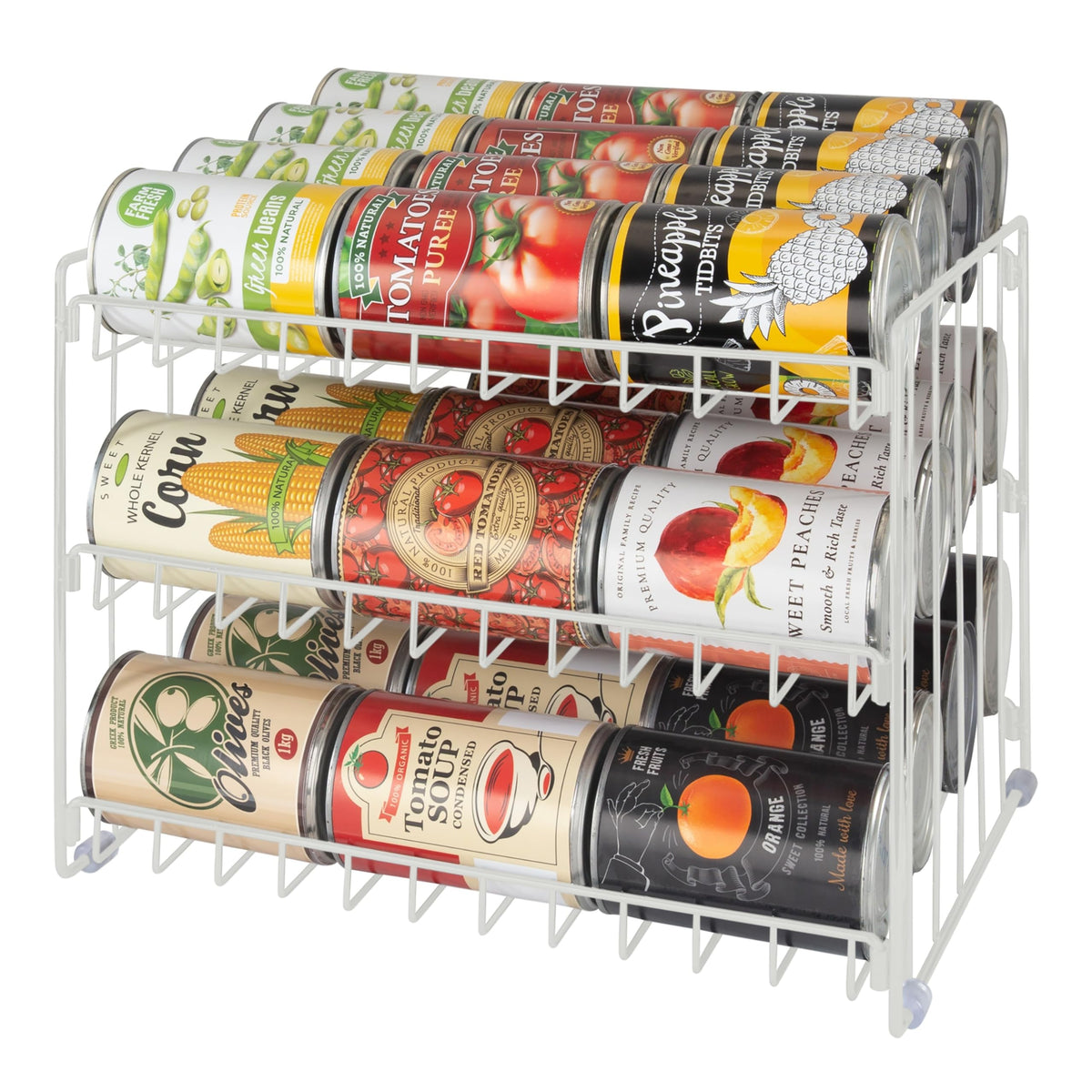 3 Tier Can Storage Organizer Rack in White