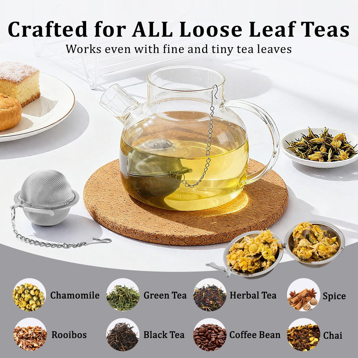304 Stainless Steel Tea Ball Tea Holder Tea Infuser (2 Count)