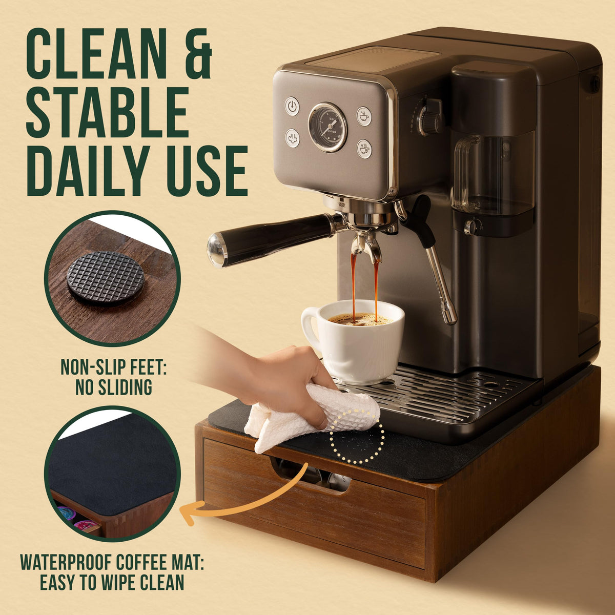 K Cup Holder & Nespresso Capsule Storage Drawer Organizer with Removable Coffee Pod Tray