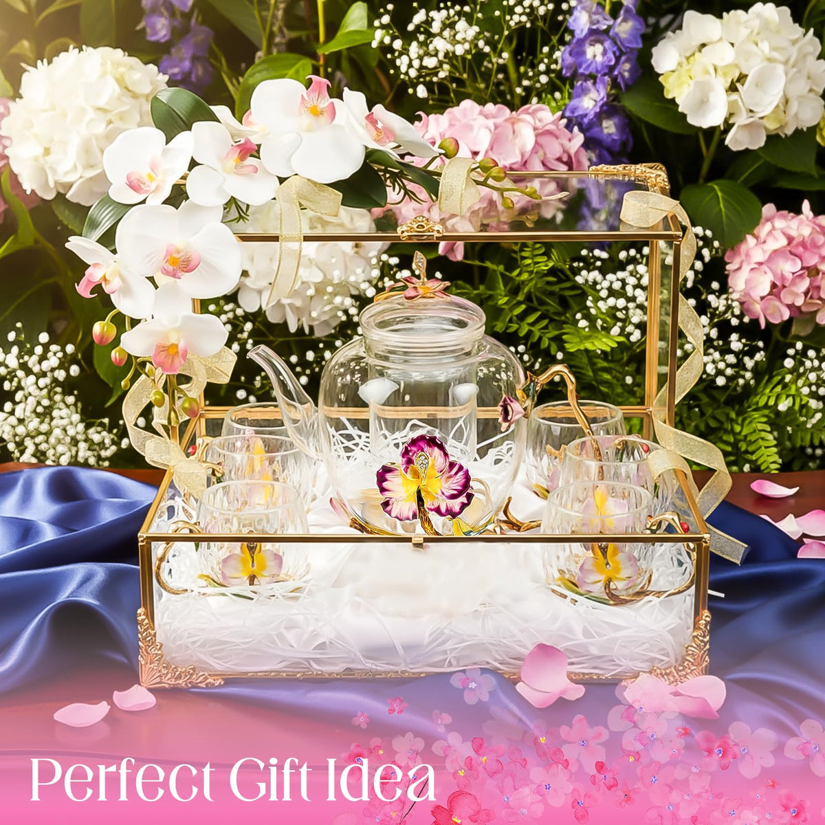 Floral Glass Tea Set (7 Count)