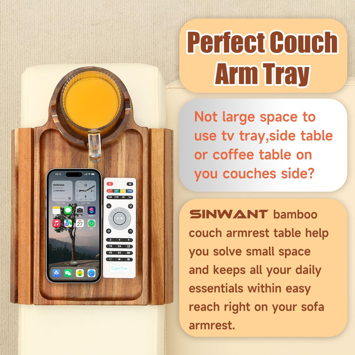 Couch Cup Holder Tray