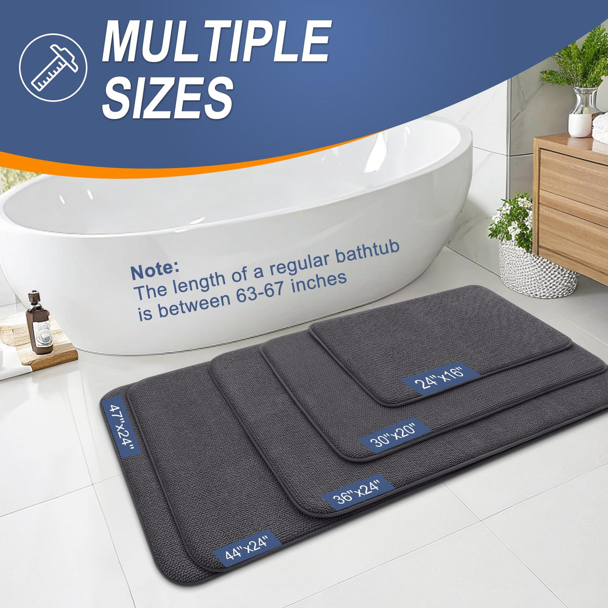 Memory Foam Large Bathroom Rugs 44x32