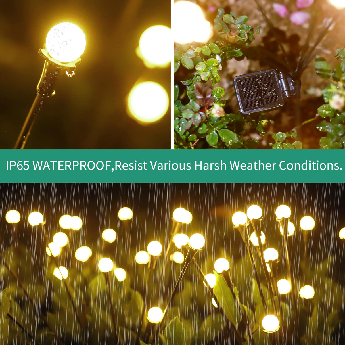 Solar Lights Outdoor Waterproof 4 Pack of 32 LEDs Garden Patio Firefly Decoration Unique Gifts Women Grandparents (4 Count)
