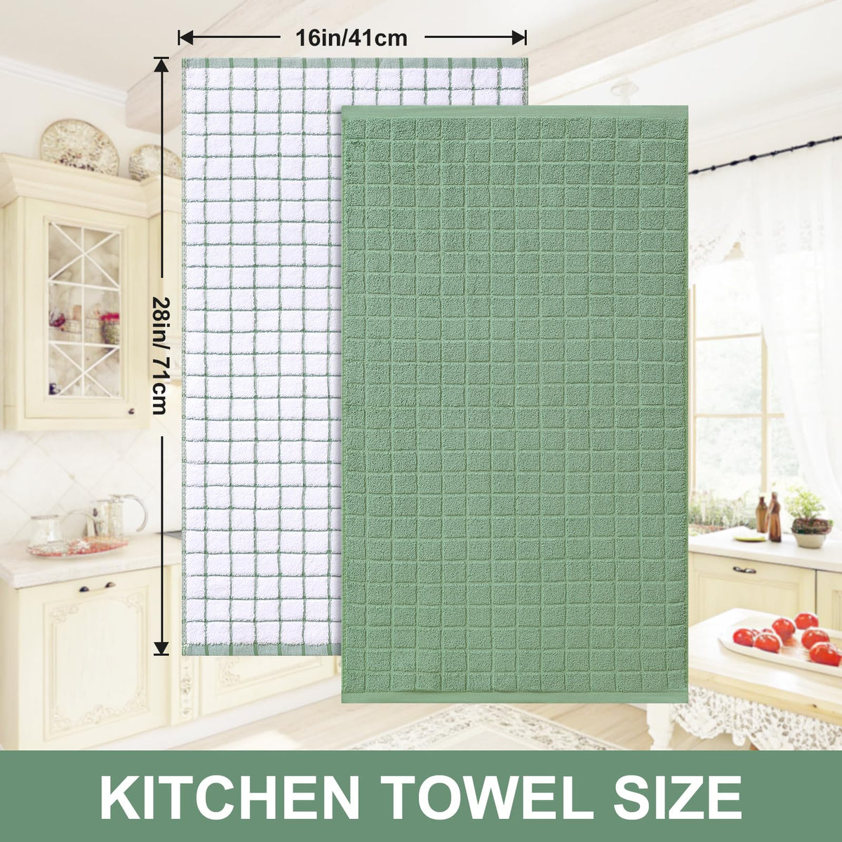 Large Premium Cotton Kitchen Towels 16"x 28" (6 Count)