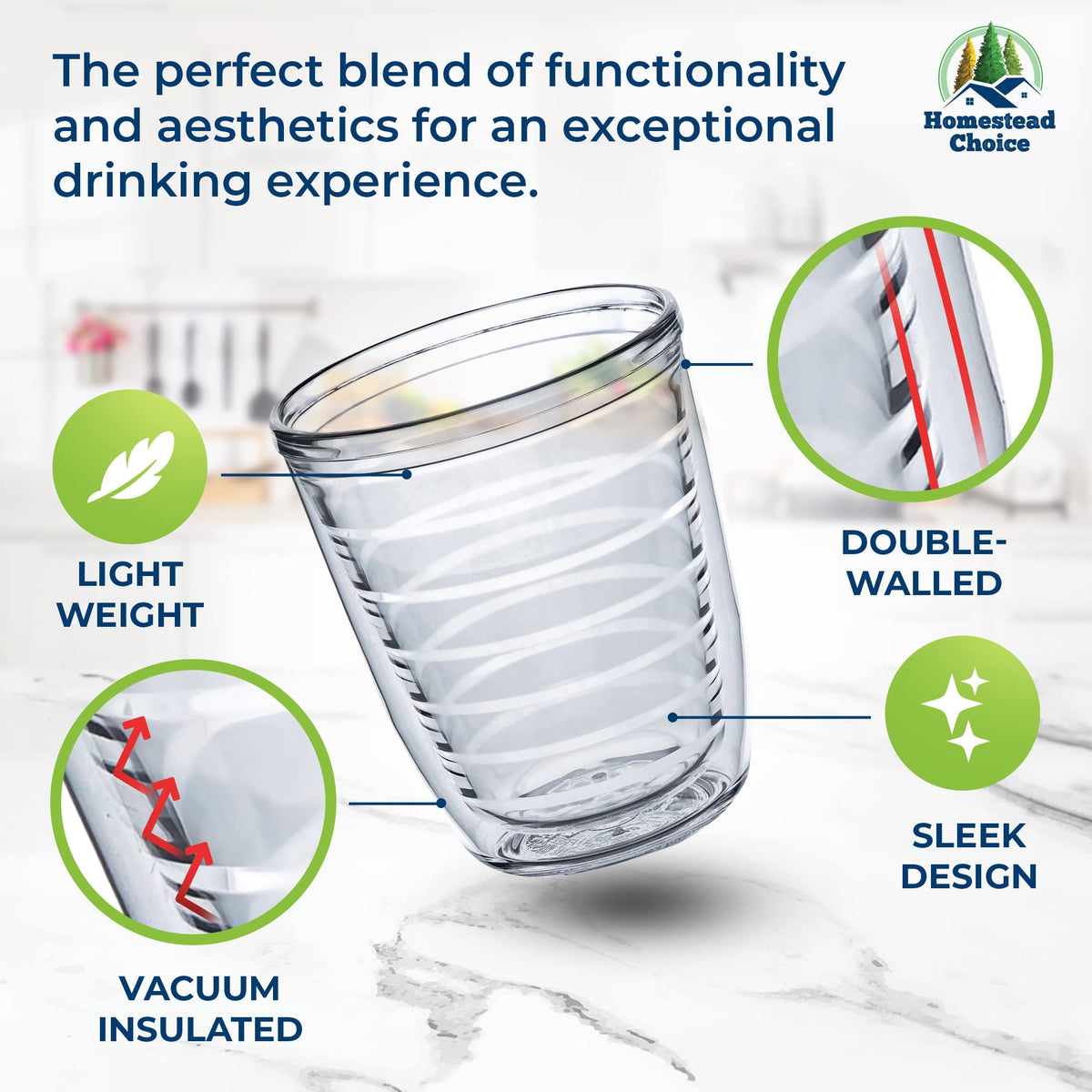 Insulated Drinking Glasses 12oz 2 (12 Ounce)