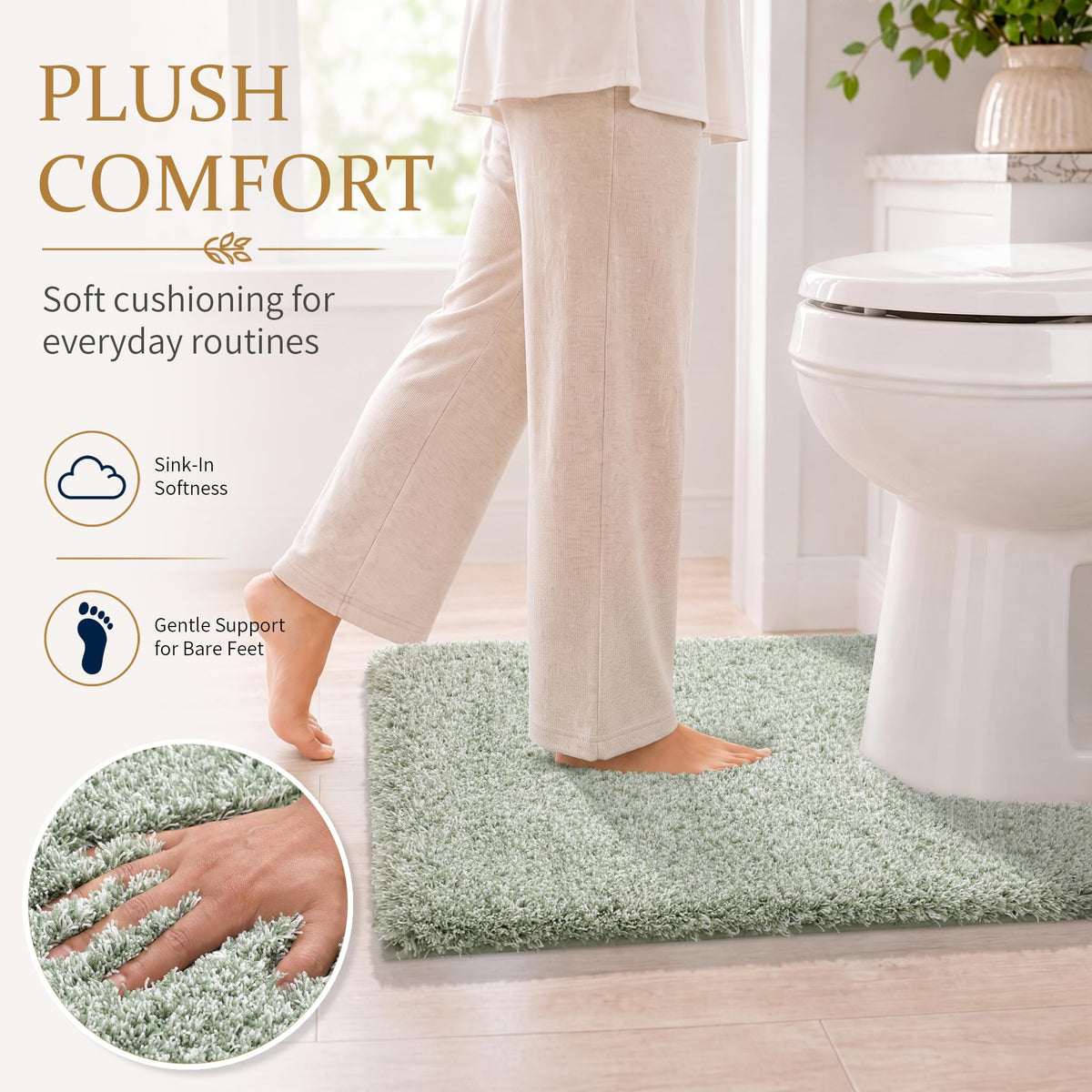 Toilet Rugs U Shaped Washable 24X20