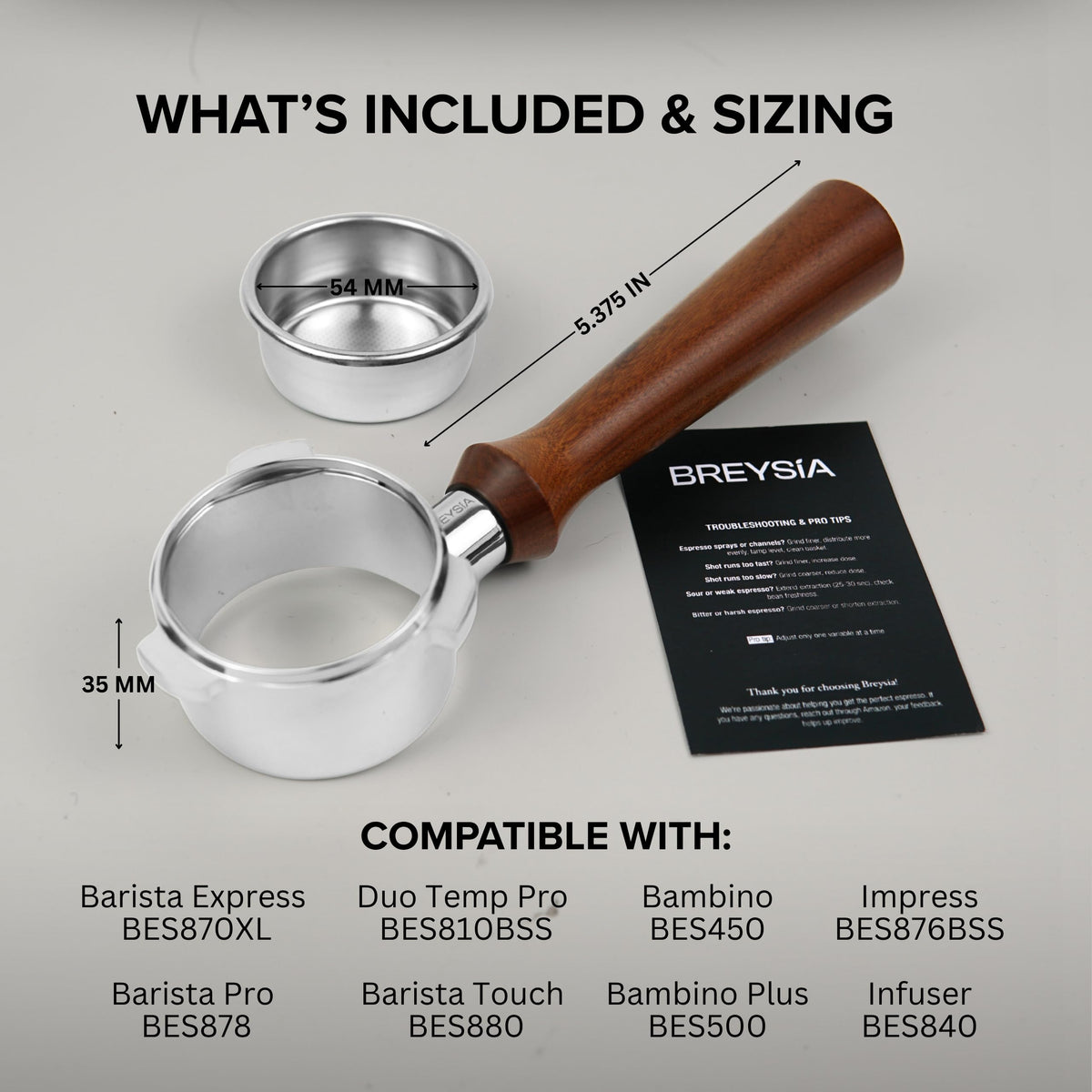 54mm Bottomless Portafilter Compatible with Breville Espresso