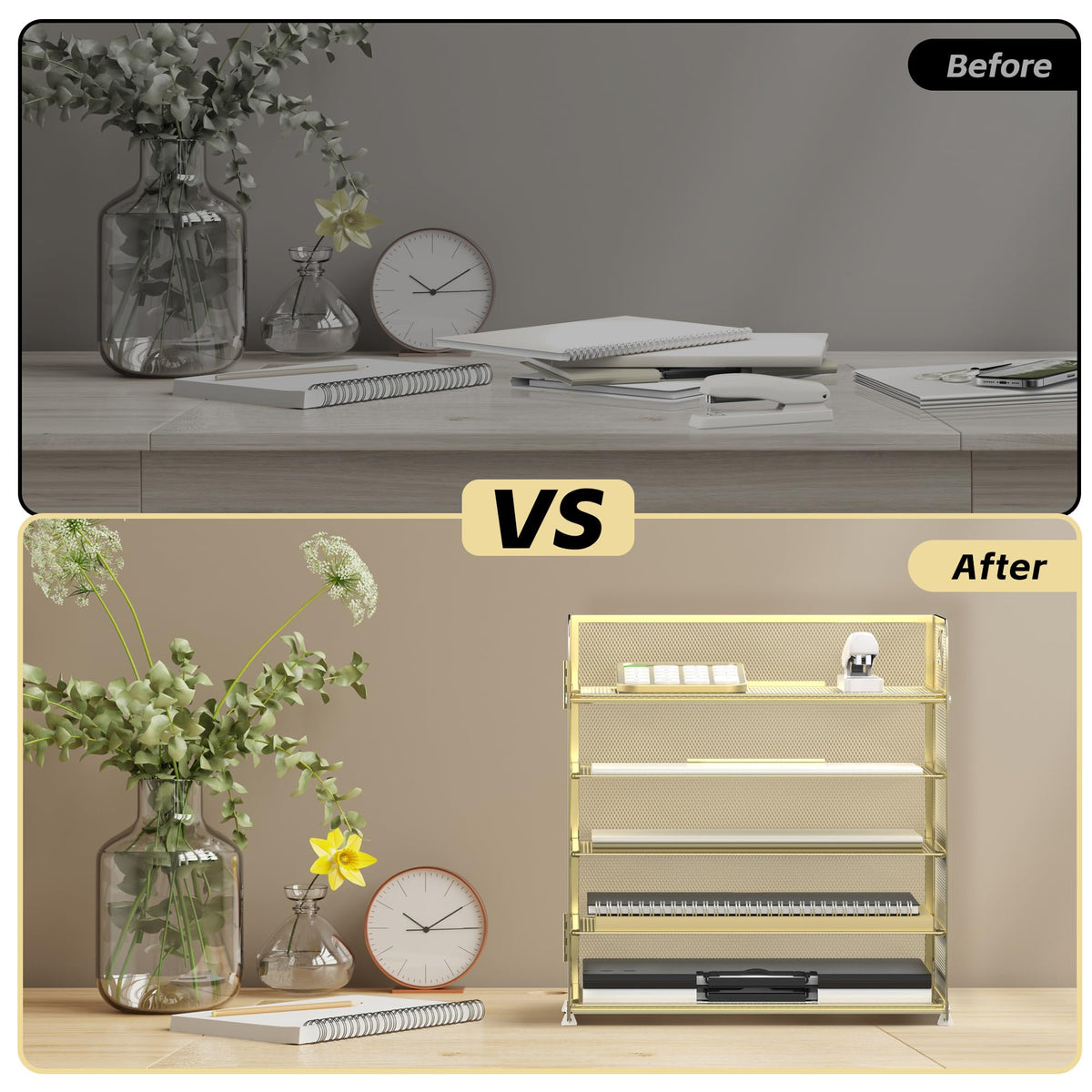 5 Trays Paper Organizer Letter Tray with Handle