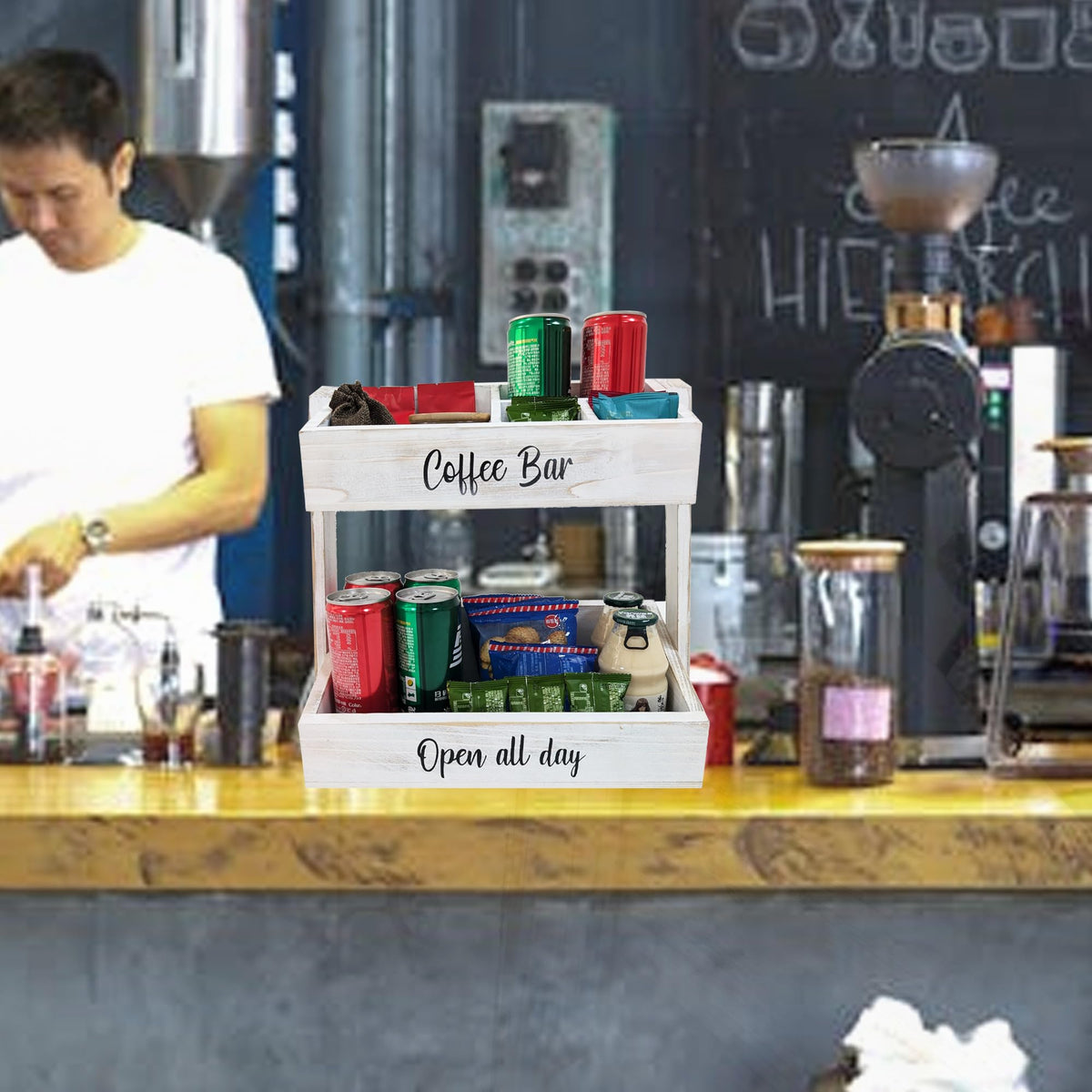 White Coffee Bar Accessories Organizer and Storage