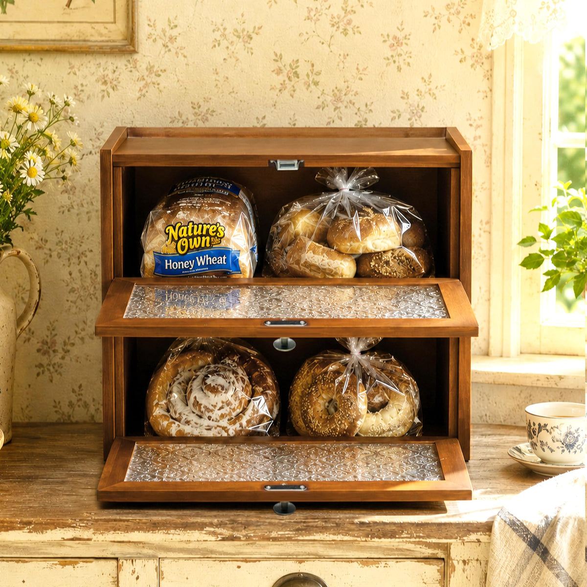 Vintage Bread Box for Kitchen Countertop
