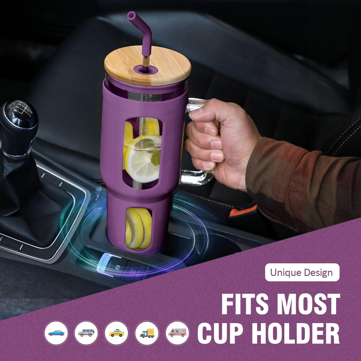 Glass Tumbler with Lid and Straw