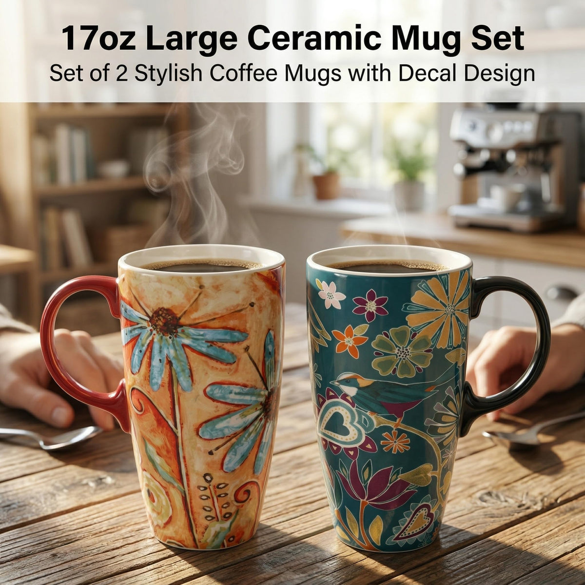 Set of 2 Ceramic Travel Mugs with Lid (2 Count)