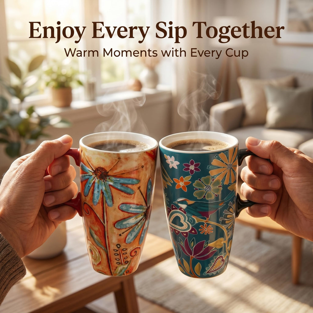Set of 2 Ceramic Travel Mugs with Lid (2 Count)