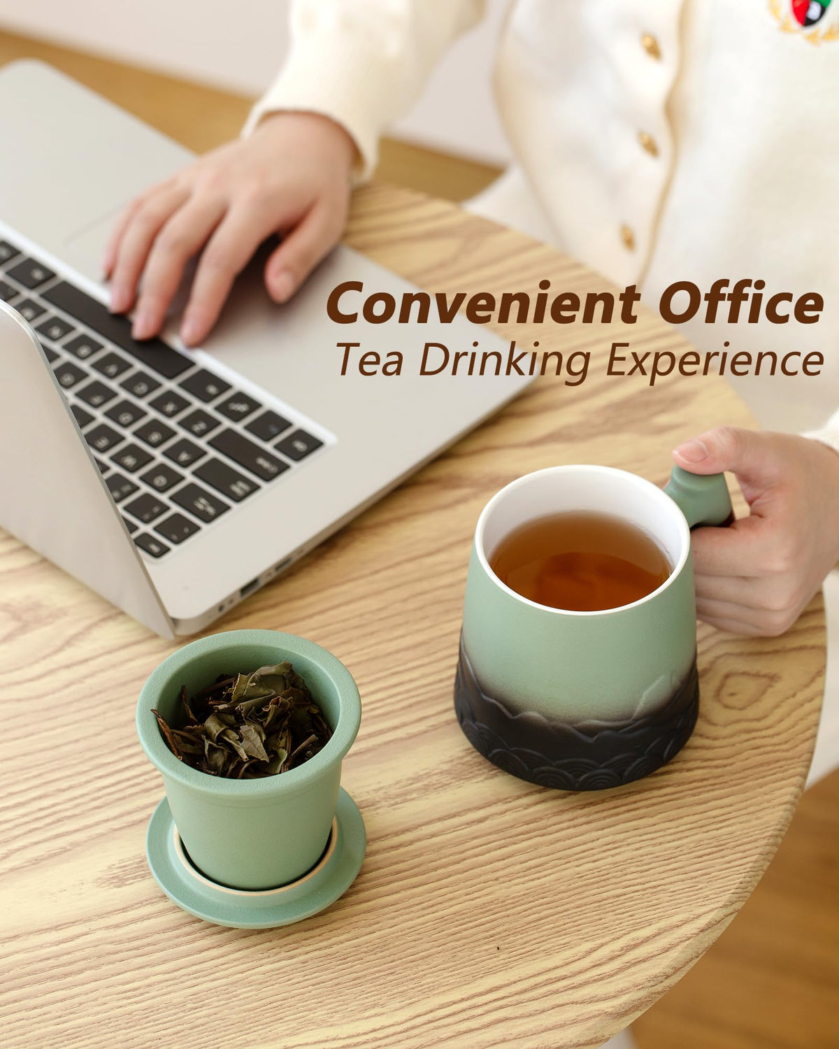 Tea Mug with Infuser and Lid for Loose Leaf Tea Steeper