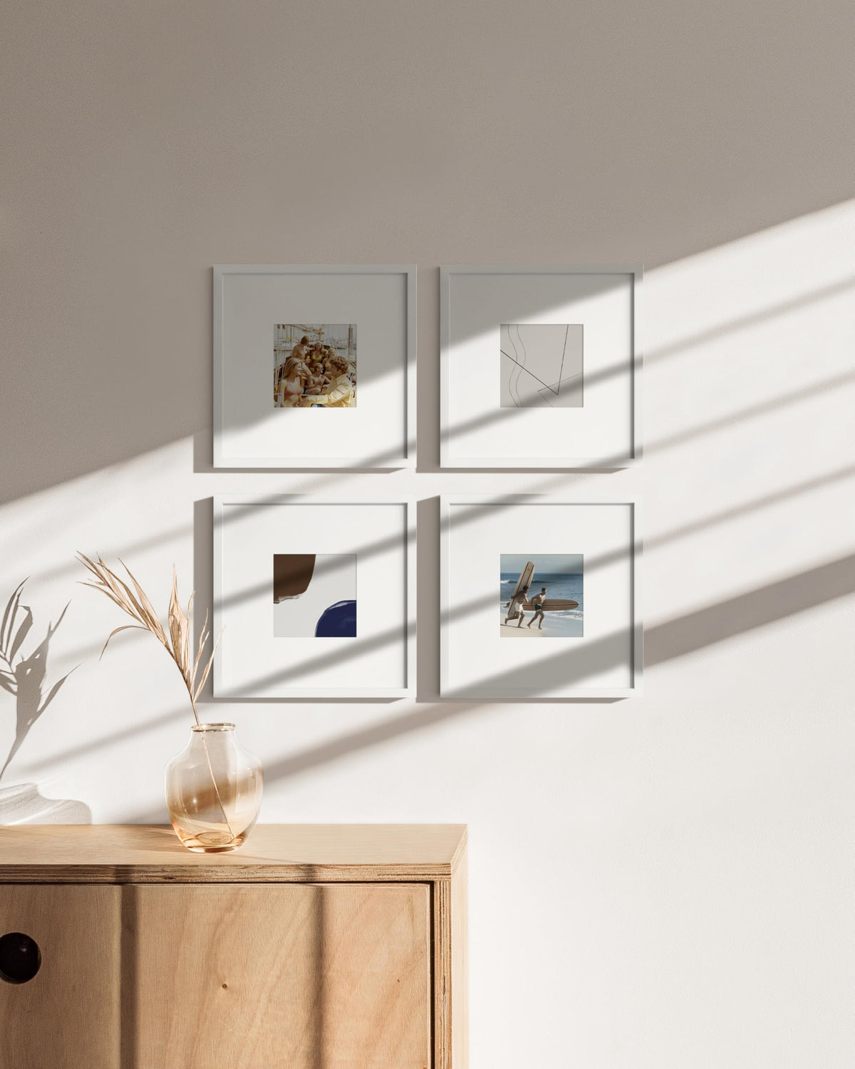 10x10 White Metal Picture Frames Matted to 5x5