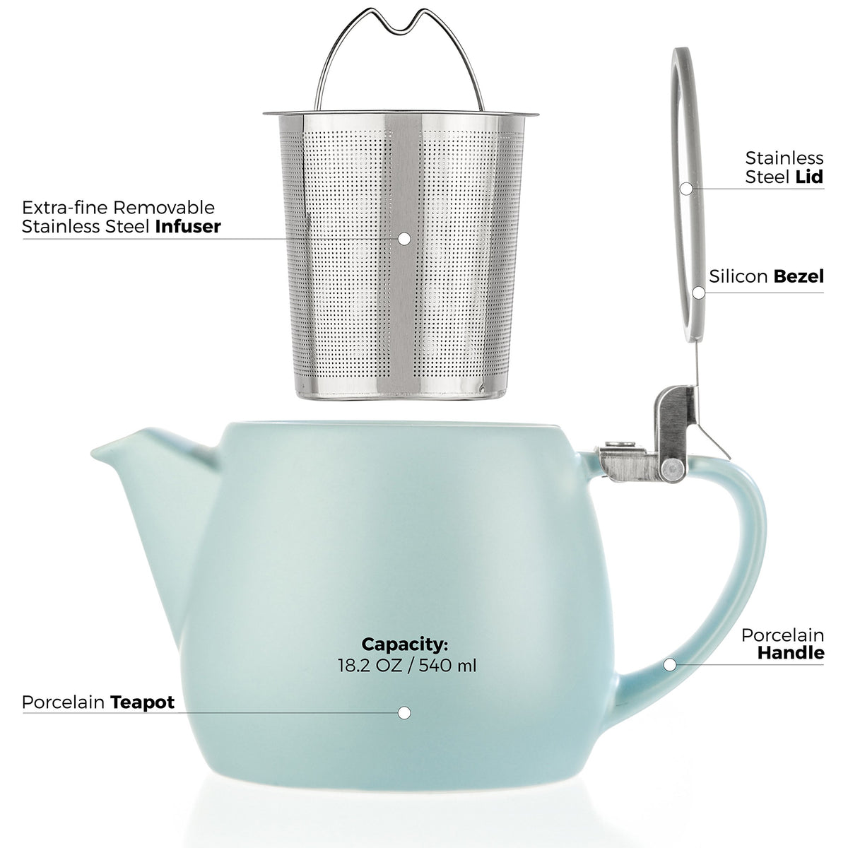 Pluto Porcelain Small Teapot Turquoise