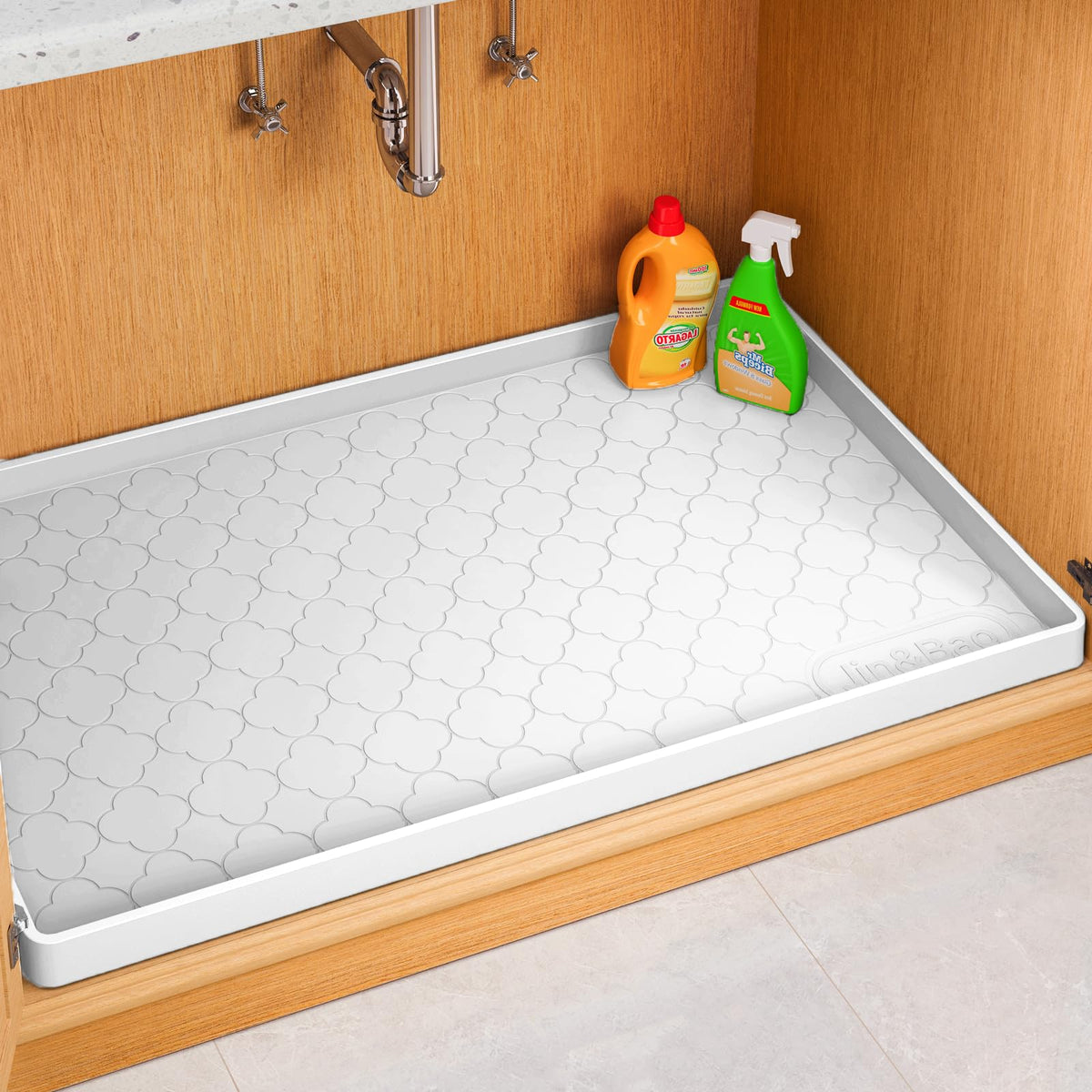 Under Sink Mat 25" x 22" Waterproof Silicone Cabinet Kitchen Liner