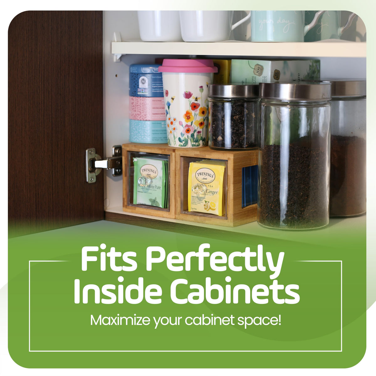 Bamboo and Acrylic Drawer Tea Bag Holder